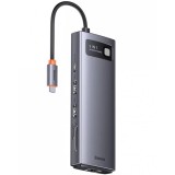 Hub USB-C Baseus Joystar, 2 x USB-A 3.2 - 1 x USB-A - 1 x USB-C - 2 x HDMI - 1 x RJ45 - 1 x SD - 1 x microSD, Gri WKWG060013