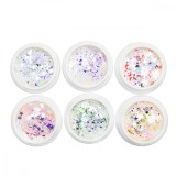 Paiete decorative pentru unghii, stele, set 6 culori
