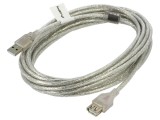 Cablu USB 2.0 A-A 5m transparent cu mufe aurite
