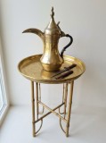 Set ceai cafea berber, Raslan Dallah, alama, bronz, bambus, vintage