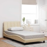 VidaXL Cadru de pat fără saltea, crem, 100x200 cm, textil
