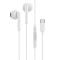 Casti Hoco InEar, Stereo, conector USB-C, cu microfon si comenzi pe fir, 1.2m, Albe (M65)