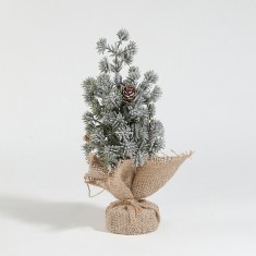 Decoratiune Craciun pentru Masa, Flippy, Ornament de Decor Model Brad de Craciun de Dimensiuni Mici cu Fulgi Albi, pentru Birou si Interior, din Plast