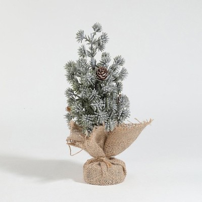 Decoratiune Craciun pentru Masa, Flippy, Ornament de Decor Model Brad de Craciun de Dimensiuni Mici cu Fulgi Albi, pentru Birou si Interior, din Plast foto