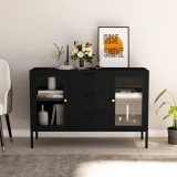 vidaXL Servantă, negru, 105x35x70 cm, oțel și sticlă securizată