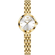 Ceas de dama Olevs CS1559, otel inoxidabil, auriu, cadran alb