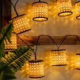 Ghirlanda Solară cu Felinare din Plastic Stil Rattan, CMCLASS