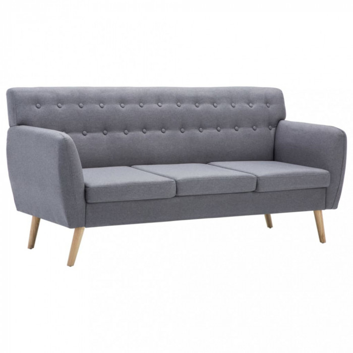 Canapea 3 locuri, tapiterie textila, 172x70x82 cm, gri deschis