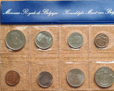 Belgia set 1 5 10 franci 50 centi 1979 UNC ambele variante foto
