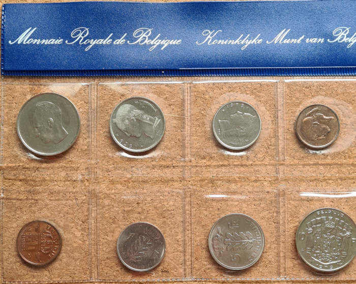 Belgia set 1 5 10 franci 50 centi 1979 UNC ambele variante