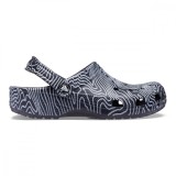 Saboti Crocs Classic Topographic Clog Albastru - Deep Navy/Multi, 41 - 43, 45