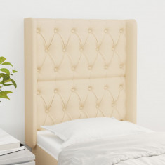 Tablie de pat cu aripioare, crem, 83x16x118/128 cm, textil GartenMobel Dekor