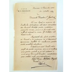 Scrisoare trimisa de Seful Casei Militare Regale catre Petre Garboviceanu, presed. Soc. &amp;quot,Transilvania&amp;quot,.