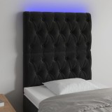 VidaXL Tăblie de pat cu LED, negru, 80x7x118/128 cm, catifea
