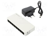 Switch Fast Ethernet albă 150m QOLTEC - Kit cablu DC și alimentator