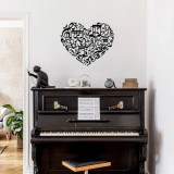 Decoratiune de perete, Musical Love, Metal, Dimensiune: 70 x 57 cm, Negru, Skyler