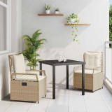 vidaXL Set de masă pentru grădină 3 pcs Bej poliratan 3381009