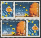 2007 Romania - Romania in UE LP 1752, 2 serii cu vignete stanga / dreapta MNH, Istorie, Nestampilat
