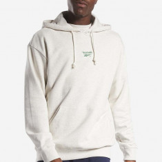 Reebok Classic hanorac de bumbac Small Vector Hoodie culoarea bej, cu glugă, melanj HS7152-CHAMEL