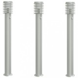 Cumpara ieftin Lampi exterioare de podea senzor 3 buc argintiu 110cm otel inox