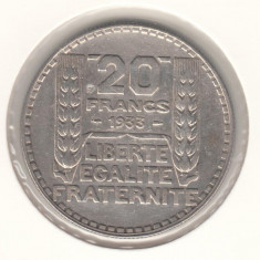 FRANTA -20 FRANCS FRANCI 1933 , Ag680 , LF1,40