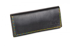 Portofel dama din piele naturala, Eva, negru (cusatura colorata)