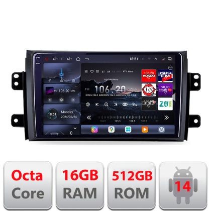 Navigatie Suzuki SX4 2006-2013 Edotec Kit-124 8 core QLED 2K 16+512 360 Android Waze USB Navigatie Internet Youtube Radio CarStore Technology