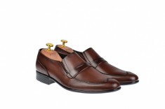 Pantofi barbati maro - eleganti din piele naturala - ELION13M foto