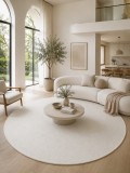 Covor Rotund Belgian Fargo 71501-056, Marime 120 x 120 cm, Alb, Inaltime Fir 7 mm, Antialergic, Polipropilena, Living, Dormitor, Sufragerie, Copii