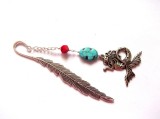 Semn de carte cu sirena ,turcoaz si howlite rosu 40787