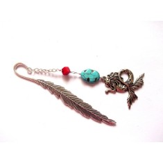 semn de carte cu sirena ,turcoaz si howlite rosu 40787