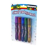 Adeziv cu sclipici Nova Color , 5 culori stralucitoare pentru creatii magice