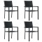 Gossi scaune de gradina, 4 buc., negru, plastic, aspect ratan
