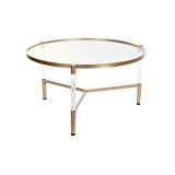 Masa de Cafea DKD Home Decor Glamour Transparent Auriu* Acrilic Metal 87 x 87 x 50 cm