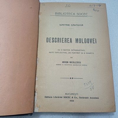 DIMITRIE CANTEMIR- DESCRIEREA MOLDOVEI-1909 S3. foto