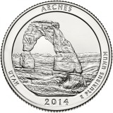 SUA - QUARTER ARCHES, UTAH 2014 D - UNC / SERIA PARCURI NATIONALE