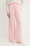 MAX&amp;Co. pantaloni din in culoarea roz, lat, high waist, 2516131035200