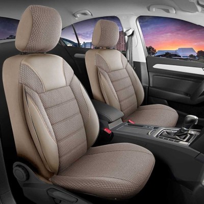 Set Huse Scaune Auto DeluxeBoss Classico, pentru bancheta rabatabila fractionata, 11 piese, bej Automobile ProTravel foto