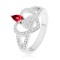 Inel argint 925, doua inimi din zirconiu transparent, zirconiu roz, sclipitor - Marime inel: 59