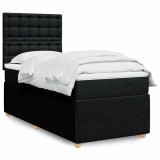 Gossi pat box spring cu saltea, negru, 90x200 cm, textil