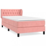 Cumpara ieftin Pat box spring cu saltea, roz, 100x200 cm, catifea