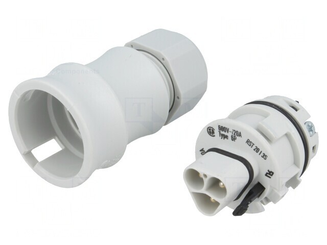 Mufă Circulară RST 3-PIN 20A 250V Gri