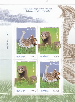 ROMANIA 2021 - EUROPA 2021, SPECII PE CALE DE DISPARITIE, BLOC, MNH - LP 2322 foto