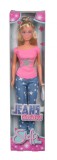 Papusa Steffi Jeans Fashion cu bluza roz si accesorii chic, 29 cm