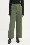 Levi&#039;s pantaloni femei, culoarea verde, lat, high waist, A8697