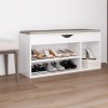 VidaXL Banchetă pantofar cu pernă, alb, 104x30x49 cm, lemn prelucrat 326750