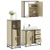 Gossi set mobilier de baie, 3 piese, stejar sonoma, lemn prelucrat