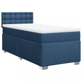 Cumpara ieftin Pat box spring cu saltea, albastru, 90x200 cm, textil