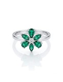 Cumpara ieftin Inel din Argint 925 A n Forma de Floare cu Zirconii Smarald , Eleganta Florala Discreta