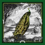 Cumpara ieftin Batic Matase Naturala Peacock Feathers Verde 90x90 cm Italia Elegant Esarfa Fular Dama
